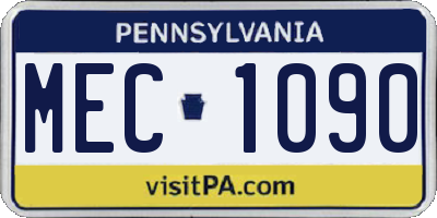 PA license plate MEC1090