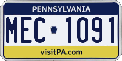 PA license plate MEC1091