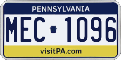 PA license plate MEC1096