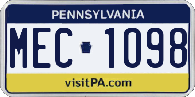 PA license plate MEC1098