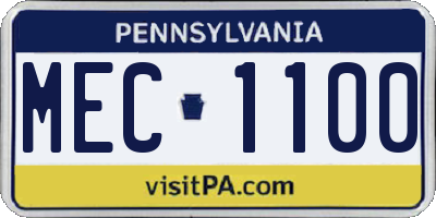 PA license plate MEC1100