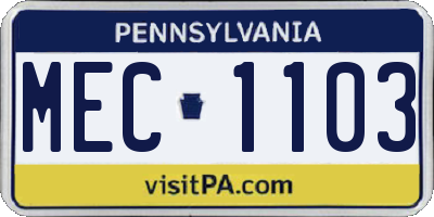 PA license plate MEC1103