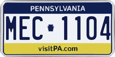 PA license plate MEC1104