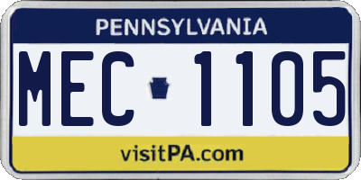 PA license plate MEC1105