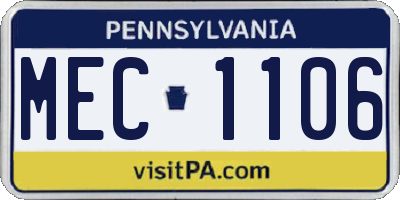 PA license plate MEC1106
