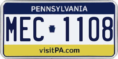 PA license plate MEC1108