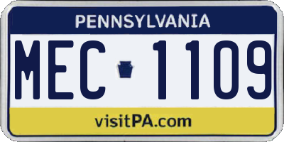 PA license plate MEC1109