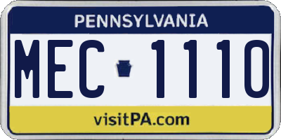 PA license plate MEC1110