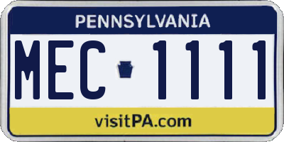 PA license plate MEC1111