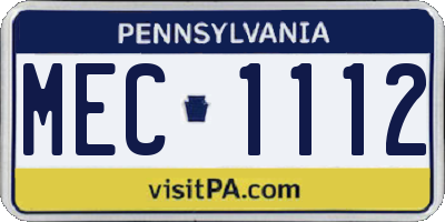 PA license plate MEC1112