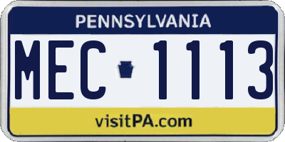 PA license plate MEC1113