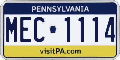 PA license plate MEC1114