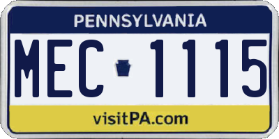 PA license plate MEC1115