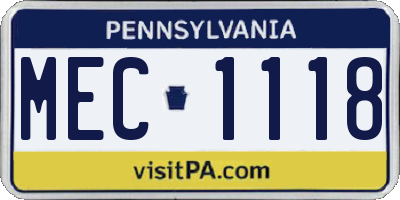 PA license plate MEC1118