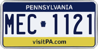PA license plate MEC1121