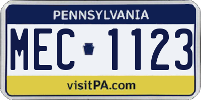 PA license plate MEC1123
