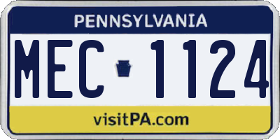 PA license plate MEC1124