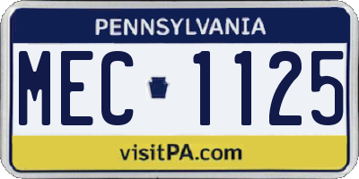 PA license plate MEC1125