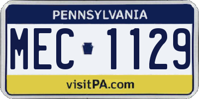 PA license plate MEC1129
