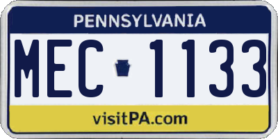 PA license plate MEC1133