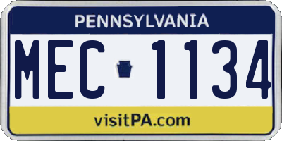 PA license plate MEC1134