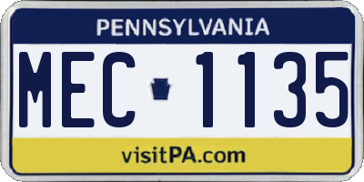PA license plate MEC1135