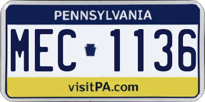 PA license plate MEC1136
