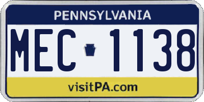 PA license plate MEC1138