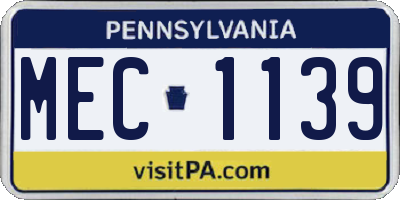 PA license plate MEC1139