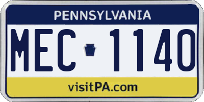 PA license plate MEC1140