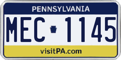 PA license plate MEC1145