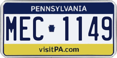 PA license plate MEC1149