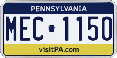PA license plate MEC1150