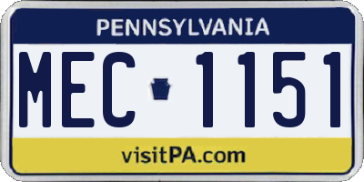 PA license plate MEC1151