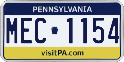 PA license plate MEC1154