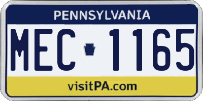 PA license plate MEC1165