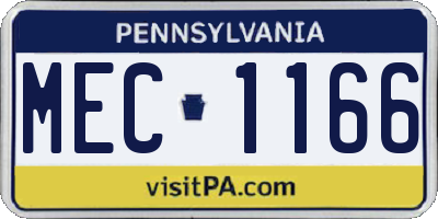 PA license plate MEC1166