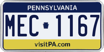 PA license plate MEC1167