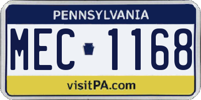 PA license plate MEC1168