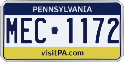 PA license plate MEC1172