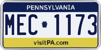 PA license plate MEC1173