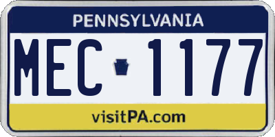 PA license plate MEC1177
