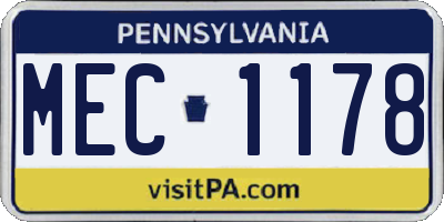 PA license plate MEC1178