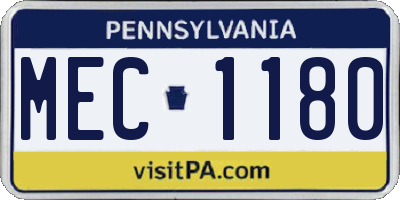 PA license plate MEC1180