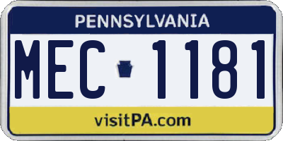 PA license plate MEC1181