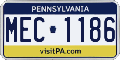 PA license plate MEC1186