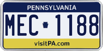 PA license plate MEC1188