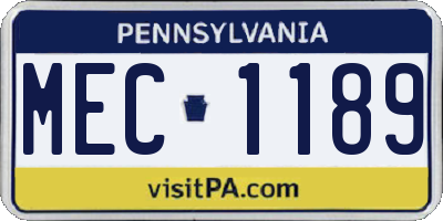 PA license plate MEC1189