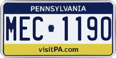 PA license plate MEC1190