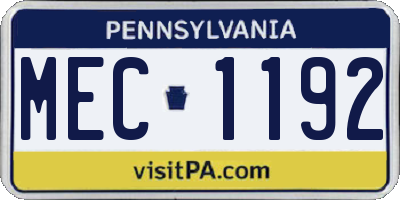 PA license plate MEC1192